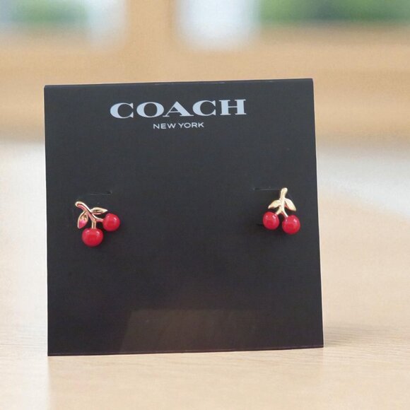 COACH - Cherry Stud Earrings, Super Cute! NWT - Picture 3 of 7